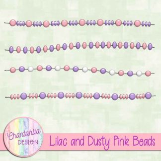 Free lilac and dusty pink beads design elements