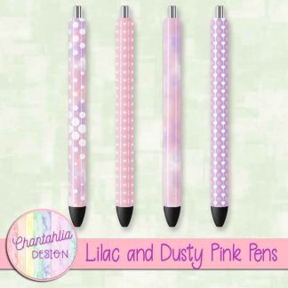 Free lilac and dusty pink pens design elements