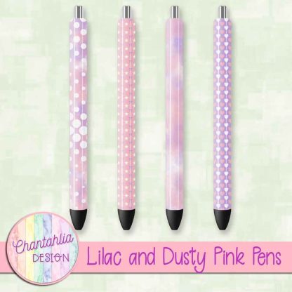 Free lilac and dusty pink pens design elements