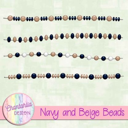 Free navy and beige beads design elements