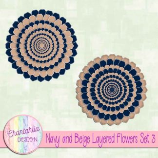 Free navy and beige layered flowers