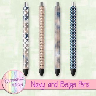 Free navy and beige pens design elements