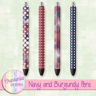 Free navy and burgundy pens design elements