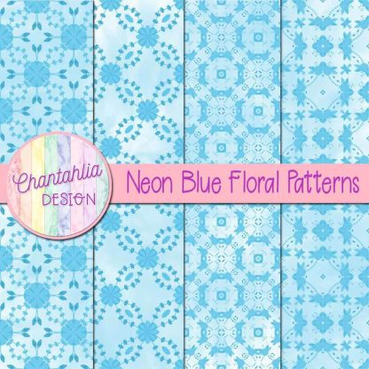 Free neon blue floral patterns