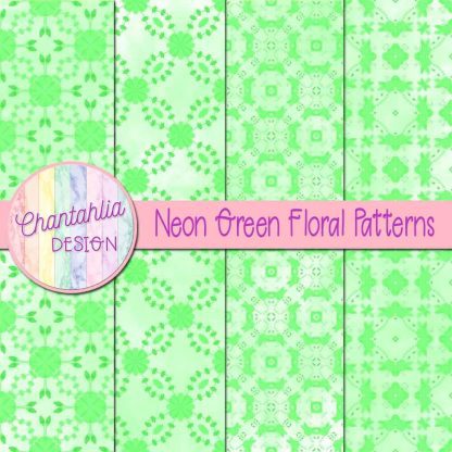Free neon green floral patterns