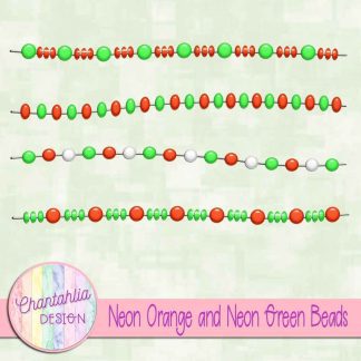Free neon orange and neon green beads design elements
