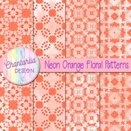 Free neon orange floral patterns