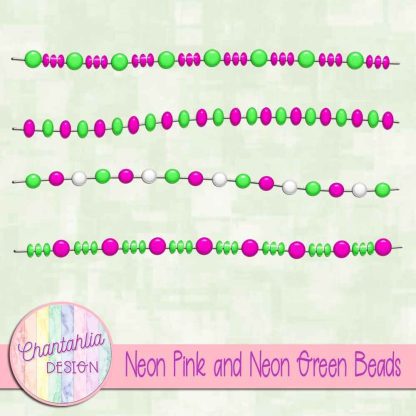 Free neon pink and neon green beads design elements