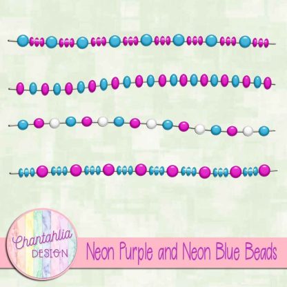 Free neon purple and neon blue beads design elements
