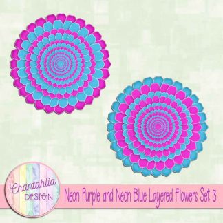 Free neon purple and neon blue layered flowers