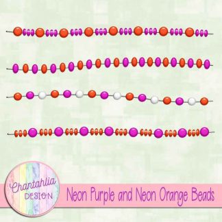 Free neon purple and neon orange beads design elements