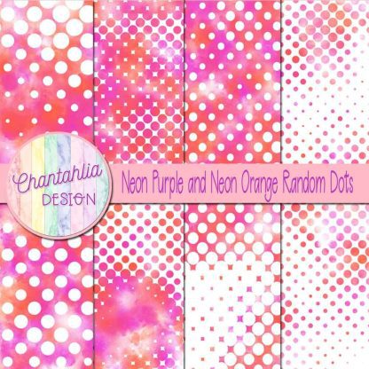 Free neon purple and neon orange random dots digital papers