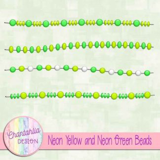Free neon yellow and neon green beads design elements