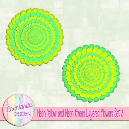 Free neon yellow and neon green layered flowers