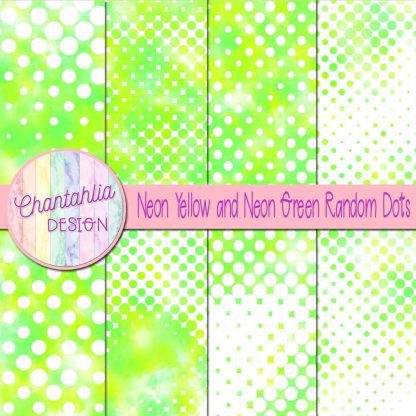 Free neon yellow and neon green random dots digital papers