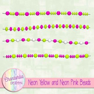 Free neon yellow and neon pink beads design elements