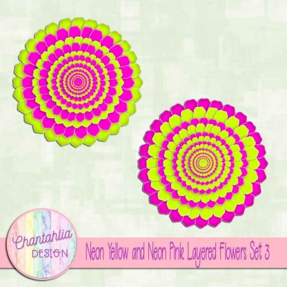 Free neon yellow and neon pink layered flowers