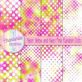 Free neon yellow and neon pink random dots digital papers