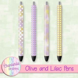 Free olive and lilac pens design elements