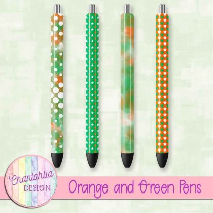Free orange and green pens design elements