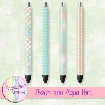 Free peach and aqua pens design elements