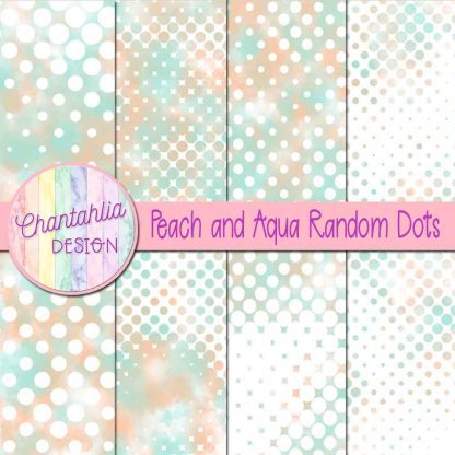 Free peach and aqua random dots digital papers