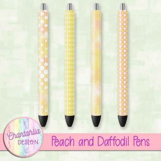 Free peach and daffodil pens design elements