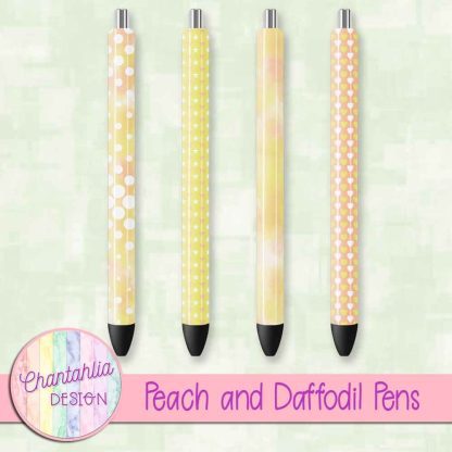 Free peach and daffodil pens design elements