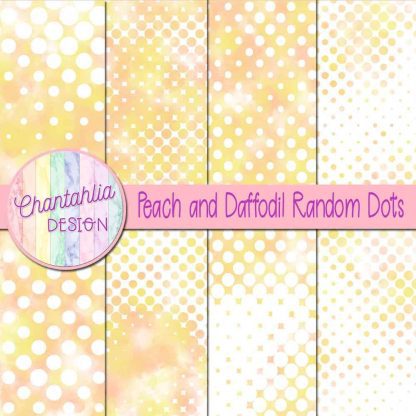 Free peach and daffodil random dots digital papers
