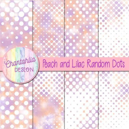 Free peach and lilac random dots digital papers