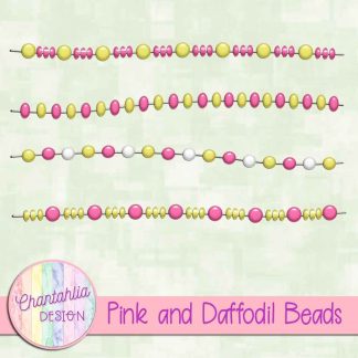 Free pink and daffodil beads design elements