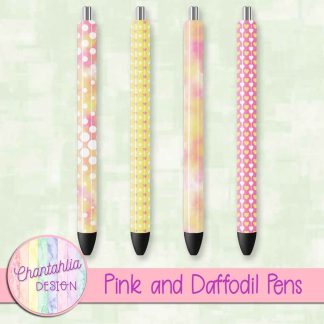 Free pink and daffodil pens design elements