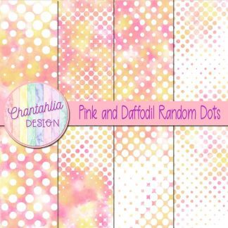Free pink and daffodil random dots digital papers