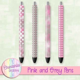 Free pink and grey pens design elements
