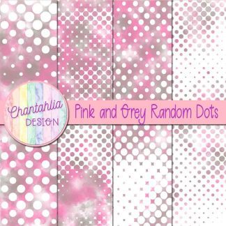 Free pink and grey random dots digital papers