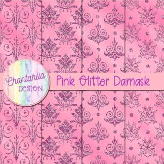 Free pink glitter damask digital papers