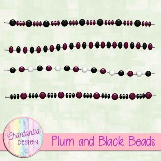 Free plum and black beads design elements