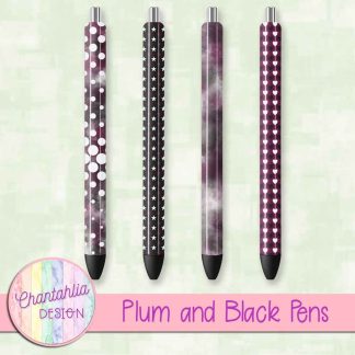 Free plum and black pens design elements