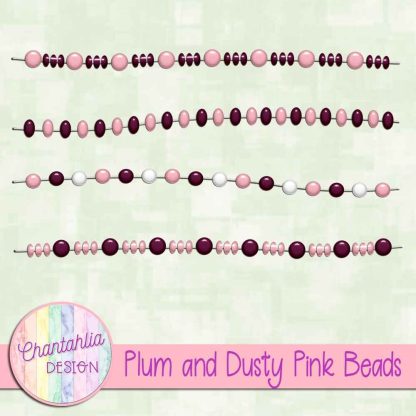 Free plum and dusty pink beads design elements