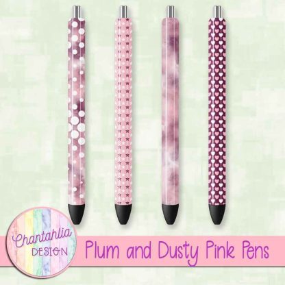 Free plum and dusty pink pens design elements