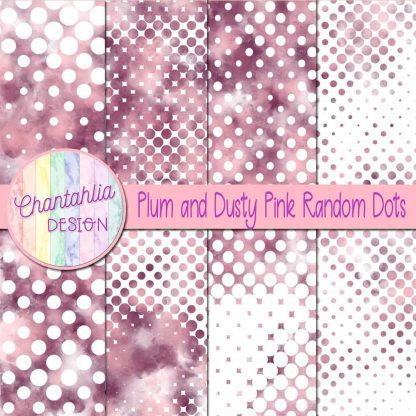 Free plum and dusty pink random dots digital papers