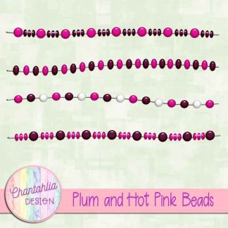 Free plum and hot pink beads design elements