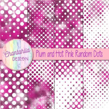 Free plum and hot pink random dots digital papers