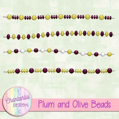 Free plum and olive beads design elements