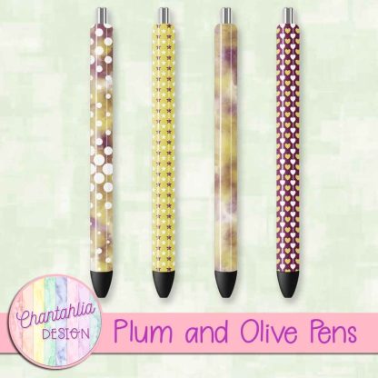 Free plum and olive pens design elements