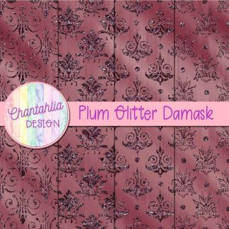 Free plum glitter damask digital papers