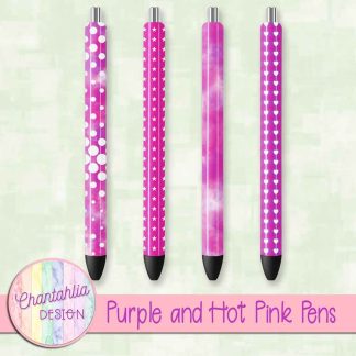Free purple and hot pink pens design elements