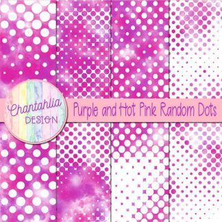 Free purple and hot pink random dots digital papers