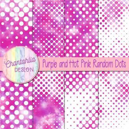 Free purple and hot pink random dots digital papers