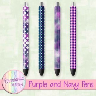 Free purple and navy pens design elements